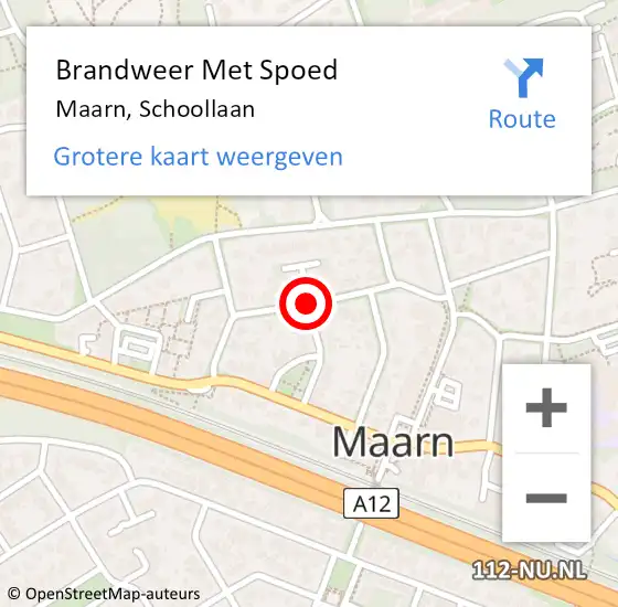 Locatie op kaart van de 112 melding: Brandweer Met Spoed Naar Maarn, Schoollaan op 8 juli 2018 23:33