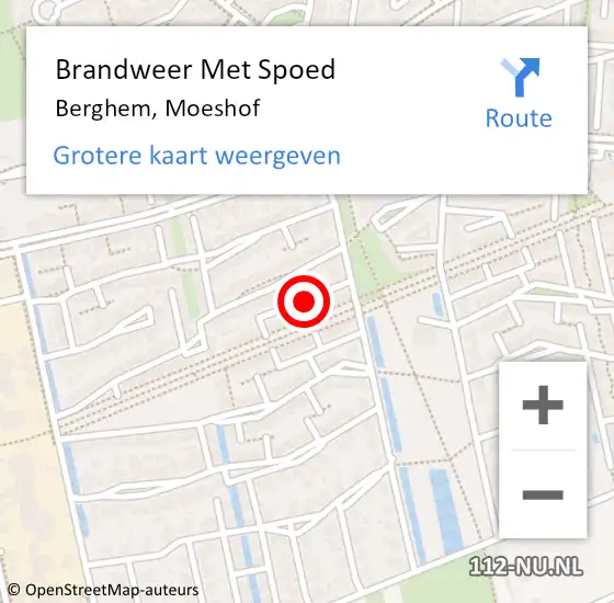 Locatie op kaart van de 112 melding: Brandweer Met Spoed Naar Berghem, Moeshof op 8 juli 2018 23:57