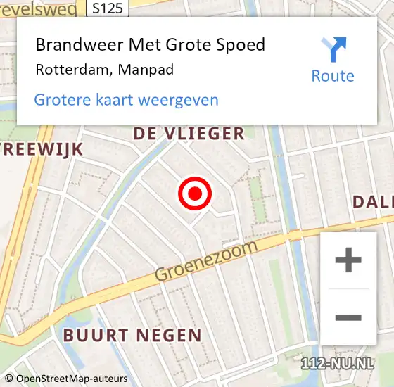 Locatie op kaart van de 112 melding: Brandweer Met Grote Spoed Naar Rotterdam, Manpad op 9 juli 2018 00:27