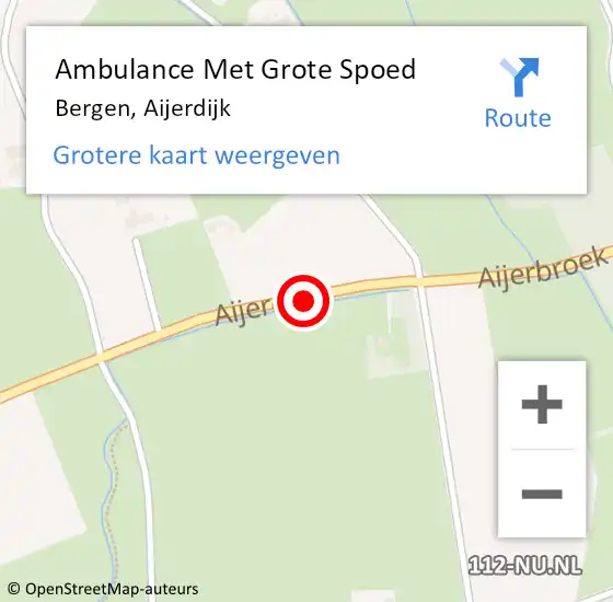 Locatie op kaart van de 112 melding: Ambulance Met Grote Spoed Naar Bergen, Aijerdijk op 9 juli 2018 00:29