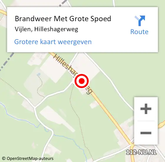 Locatie op kaart van de 112 melding: Brandweer Met Grote Spoed Naar Vijlen, Hilleshagerweg op 9 juli 2018 00:54