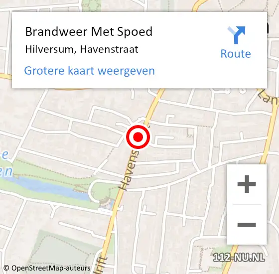Locatie op kaart van de 112 melding: Brandweer Met Spoed Naar Hilversum, Havenstraat op 9 juli 2018 01:49