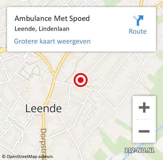 Locatie op kaart van de 112 melding: Ambulance Met Spoed Naar Leende, Lindenlaan op 9 juli 2018 01:53