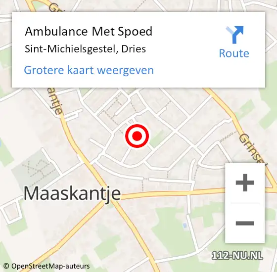 Locatie op kaart van de 112 melding: Ambulance Met Spoed Naar Sint-Michielsgestel, Dries op 9 juli 2018 01:55