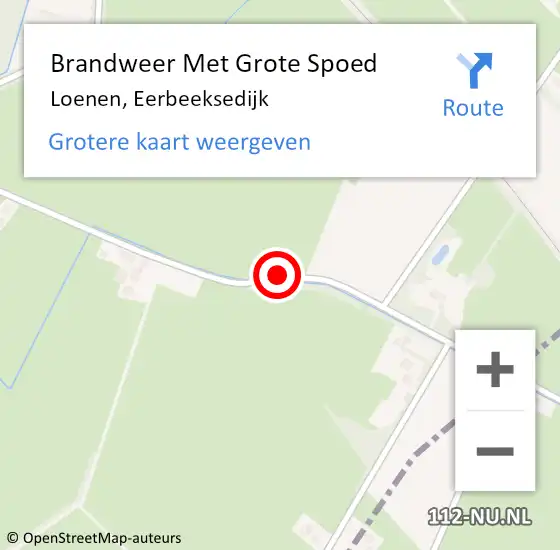 Locatie op kaart van de 112 melding: Brandweer Met Grote Spoed Naar Loenen, Eerbeeksedijk op 9 juli 2018 02:03