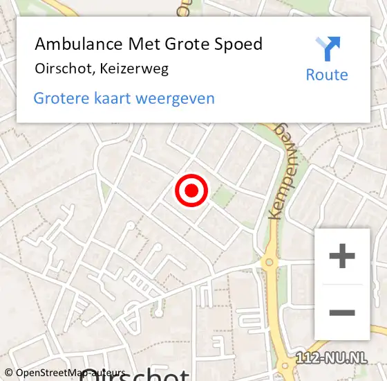 Locatie op kaart van de 112 melding: Ambulance Met Grote Spoed Naar Oirschot, Keizerweg op 9 juli 2018 02:29