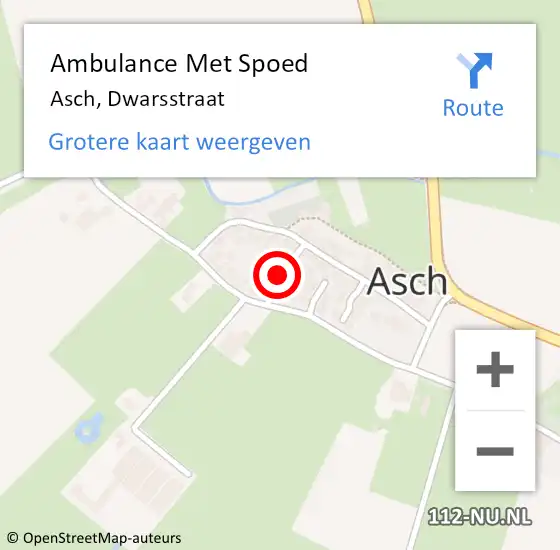 Locatie op kaart van de 112 melding: Ambulance Met Spoed Naar Asch, Dwarsstraat op 9 juli 2018 03:17