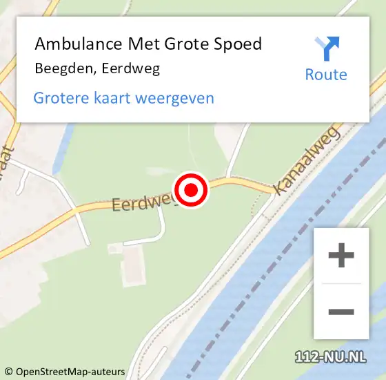 Locatie op kaart van de 112 melding: Ambulance Met Grote Spoed Naar Beegden, Eerdweg op 9 juli 2018 03:29