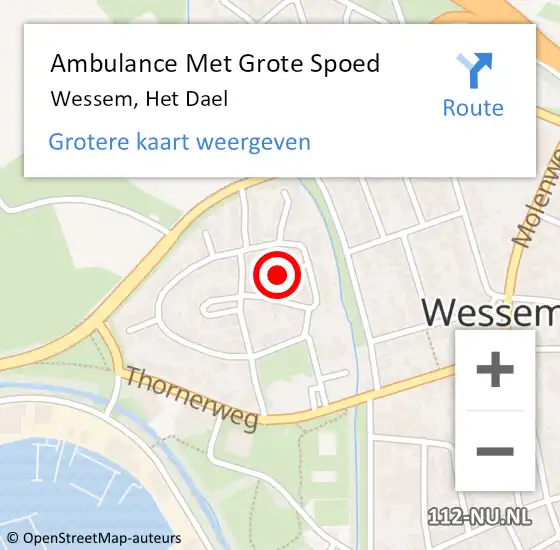 Locatie op kaart van de 112 melding: Ambulance Met Grote Spoed Naar Wessem, Het Dael op 9 juli 2018 04:42