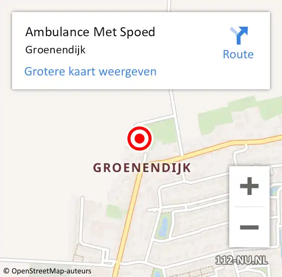 Locatie op kaart van de 112 melding: Ambulance Met Spoed Naar Groenendijk op 9 juli 2018 07:30