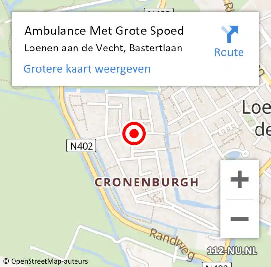 Locatie op kaart van de 112 melding: Ambulance Met Grote Spoed Naar Loenen aan de Vecht, Bastertlaan op 2 maart 2014 11:01