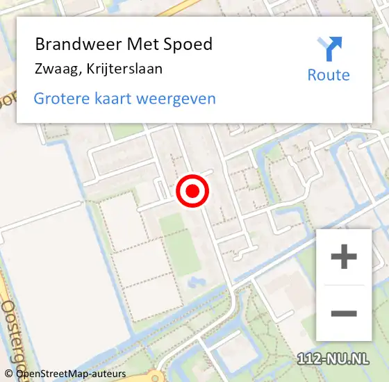 Locatie op kaart van de 112 melding: Brandweer Met Spoed Naar Zwaag, Krijterslaan op 9 juli 2018 09:57