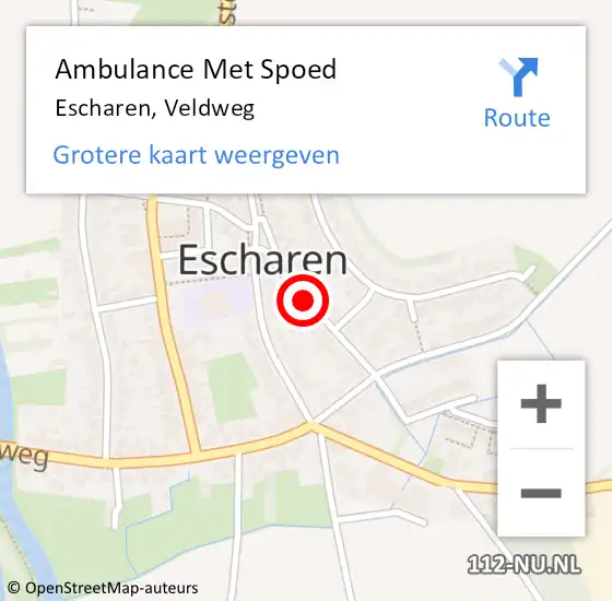 Locatie op kaart van de 112 melding: Ambulance Met Spoed Naar Escharen, Veldweg op 9 juli 2018 10:11