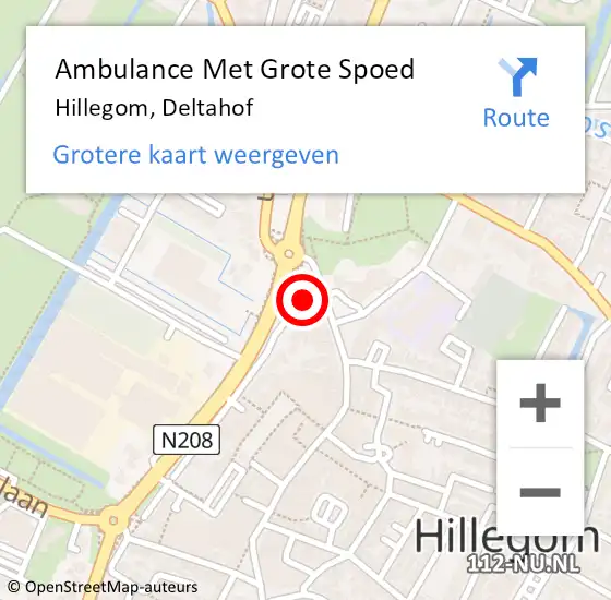 Locatie op kaart van de 112 melding: Ambulance Met Grote Spoed Naar Hillegom, Deltahof op 9 juli 2018 11:11