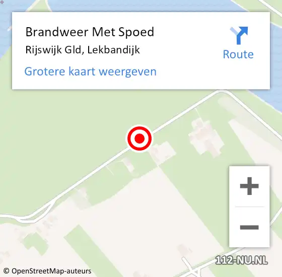 Locatie op kaart van de 112 melding: Brandweer Met Spoed Naar Rijswijk Gld, Lekbandijk op 9 juli 2018 12:37