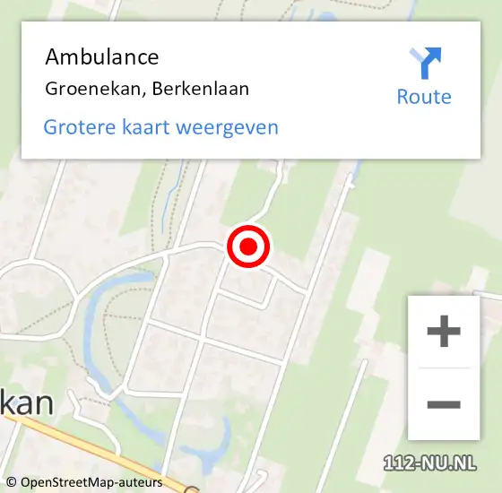 Locatie op kaart van de 112 melding: Ambulance Groenekan, Berkenlaan op 9 juli 2018 13:34