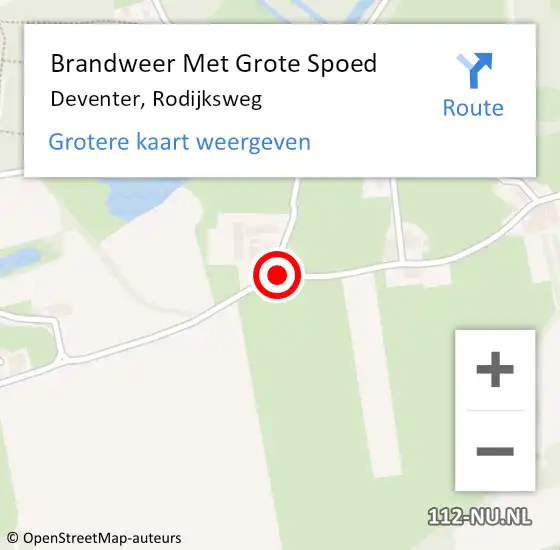 Locatie op kaart van de 112 melding: Brandweer Met Grote Spoed Naar Deventer, Rodijksweg op 9 juli 2018 13:59