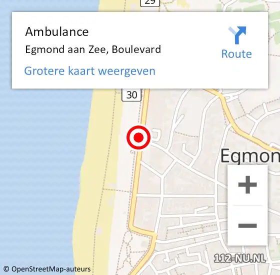 Locatie op kaart van de 112 melding: Ambulance Egmond aan Zee, Boulevard op 9 juli 2018 14:03