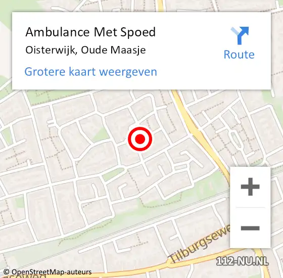 Locatie op kaart van de 112 melding: Ambulance Met Spoed Naar Oisterwijk, Oude Maasje op 9 juli 2018 14:17