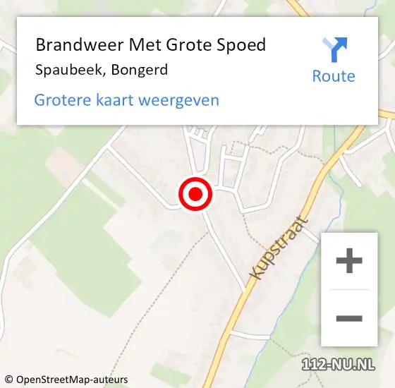 Locatie op kaart van de 112 melding: Brandweer Met Grote Spoed Naar Spaubeek, Bongerd op 9 juli 2018 14:24