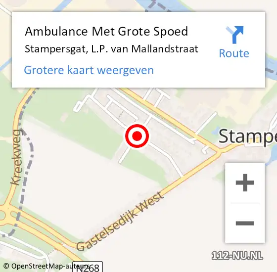 Locatie op kaart van de 112 melding: Ambulance Met Grote Spoed Naar Stampersgat, L.P. van Mallandstraat op 9 juli 2018 14:37