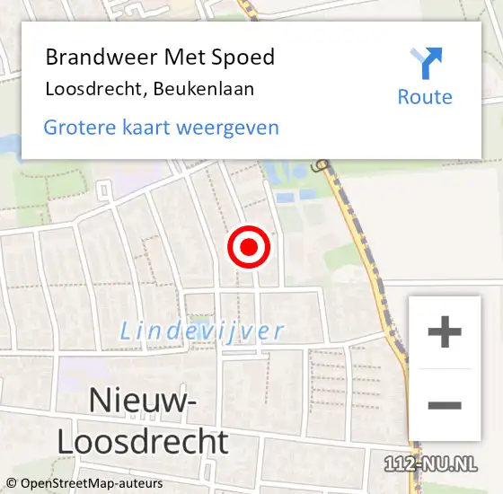 Locatie op kaart van de 112 melding: Brandweer Met Spoed Naar Loosdrecht, Beukenlaan op 9 juli 2018 14:52