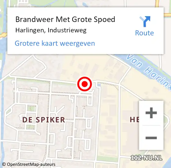 Locatie op kaart van de 112 melding: Brandweer Met Grote Spoed Naar Harlingen, Industrieweg op 9 juli 2018 14:58