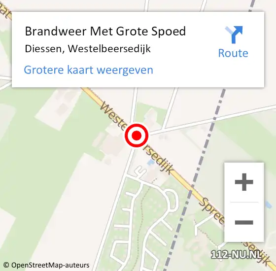 Locatie op kaart van de 112 melding: Brandweer Met Grote Spoed Naar Diessen, Westelbeersedijk op 9 juli 2018 15:39