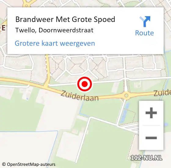 Locatie op kaart van de 112 melding: Brandweer Met Grote Spoed Naar Twello, Doornweerdstraat op 9 juli 2018 15:52