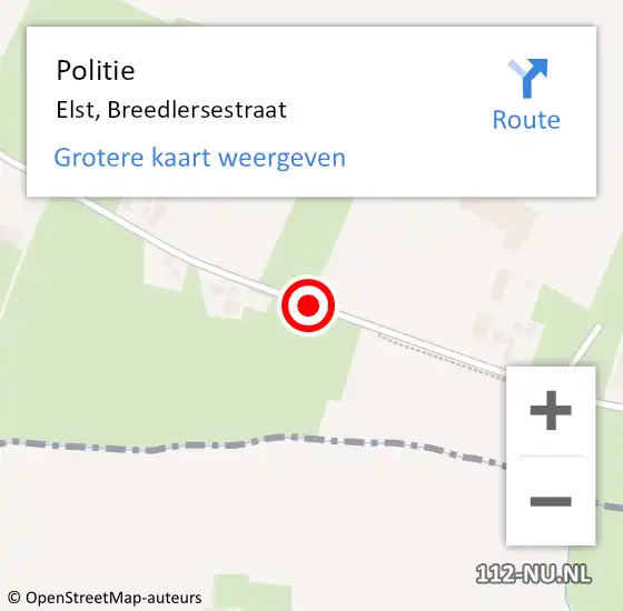 Locatie op kaart van de 112 melding: Politie Elst, Breedlersestraat op 9 juli 2018 16:01
