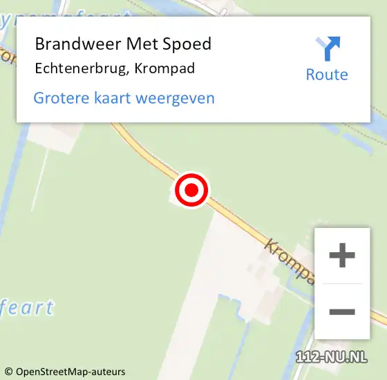 Locatie op kaart van de 112 melding: Brandweer Met Spoed Naar Echtenerbrug, Krompad op 9 juli 2018 16:12