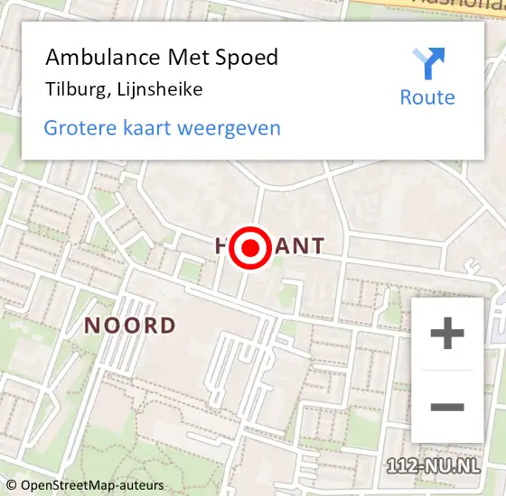 Locatie op kaart van de 112 melding: Ambulance Met Spoed Naar Tilburg, Lijnsheike op 9 juli 2018 16:21