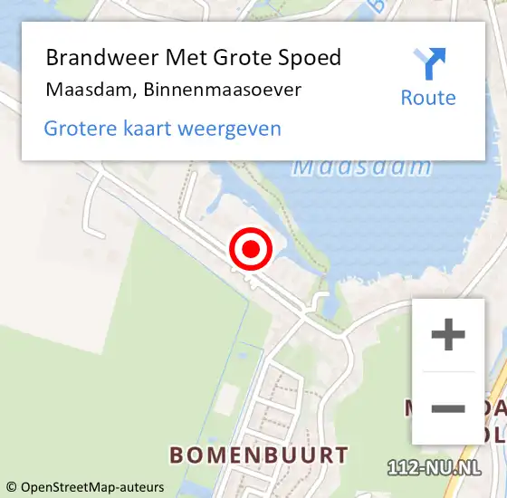 Locatie op kaart van de 112 melding: Brandweer Met Grote Spoed Naar Maasdam, Binnenmaasoever op 9 juli 2018 16:22