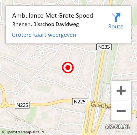 Locatie op kaart van de 112 melding: Ambulance Met Grote Spoed Naar Rhenen, Bisschop Davidweg op 24 september 2013 07:46