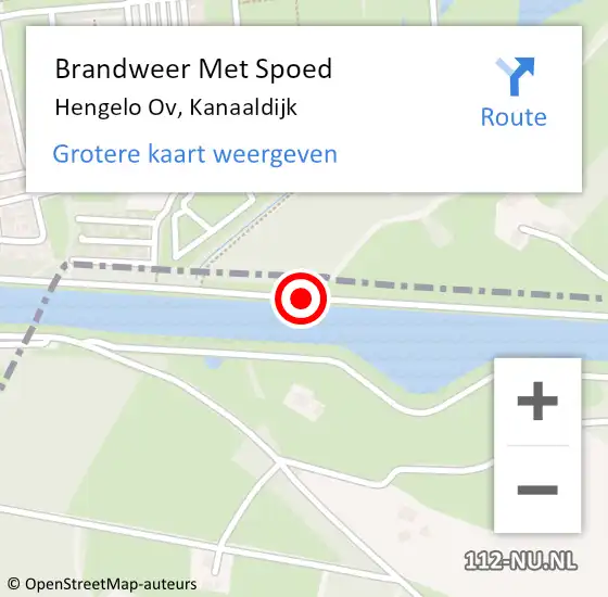 Locatie op kaart van de 112 melding: Brandweer Met Spoed Naar Hengelo Ov, Kanaaldijk op 9 juli 2018 16:48