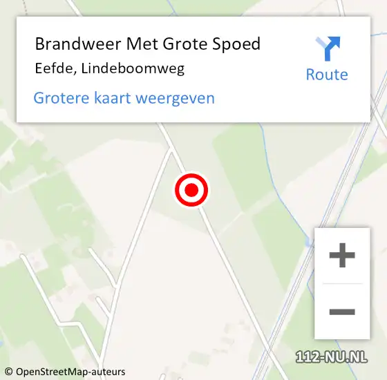 Locatie op kaart van de 112 melding: Brandweer Met Grote Spoed Naar Eefde, Lindeboomweg op 9 juli 2018 16:58