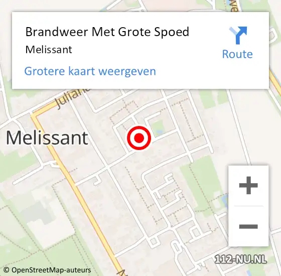 Locatie op kaart van de 112 melding: Brandweer Met Grote Spoed Naar Melissant op 9 juli 2018 18:32