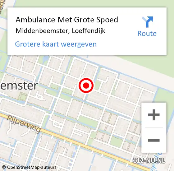 Locatie op kaart van de 112 melding: Ambulance Met Grote Spoed Naar Middenbeemster, Loeffendijk op 7 september 2013 11:13