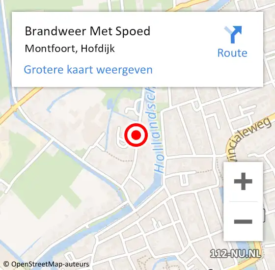 Locatie op kaart van de 112 melding: Brandweer Met Spoed Naar Montfoort, Hofdijk op 9 juli 2018 18:37