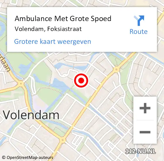 Locatie op kaart van de 112 melding: Ambulance Met Grote Spoed Naar Volendam, Foksiastraat op 9 juli 2018 19:12