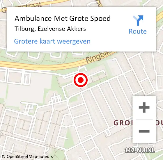 Locatie op kaart van de 112 melding: Ambulance Met Grote Spoed Naar Tilburg, Ezelvense Akkers op 9 juli 2018 19:26