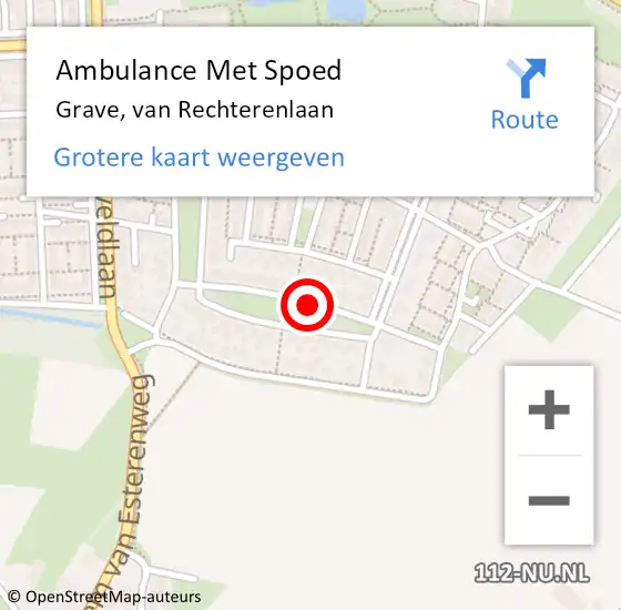 Locatie op kaart van de 112 melding: Ambulance Met Spoed Naar Grave, van Rechterenlaan op 9 juli 2018 19:29