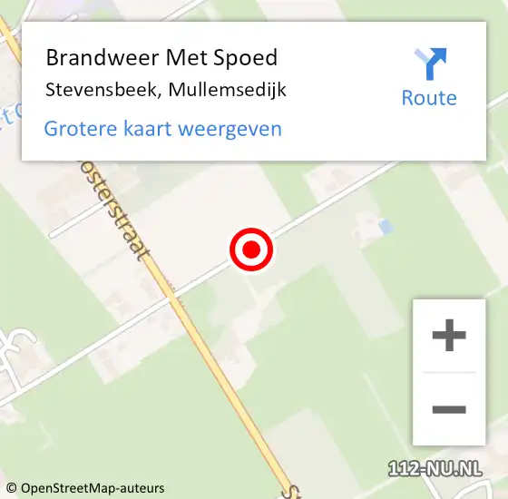 Locatie op kaart van de 112 melding: Brandweer Met Spoed Naar Stevensbeek, Mullemsedijk op 9 juli 2018 19:44