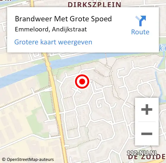 Locatie op kaart van de 112 melding: Brandweer Met Grote Spoed Naar Emmeloord, Andijkstraat op 9 juli 2018 20:09