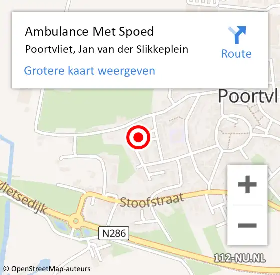 Locatie op kaart van de 112 melding: Ambulance Met Spoed Naar Poortvliet, Jan van der Slikkeplein op 9 juli 2018 20:15