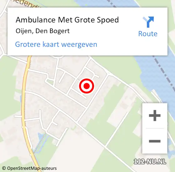 Locatie op kaart van de 112 melding: Ambulance Met Grote Spoed Naar Oijen, Den Bogert op 9 juli 2018 20:28