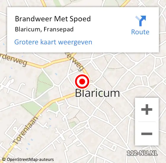 Locatie op kaart van de 112 melding: Brandweer Met Spoed Naar Blaricum, Koggewagen op 9 juli 2018 21:13