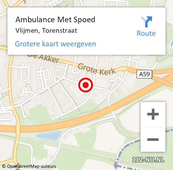 Locatie op kaart van de 112 melding: Ambulance Met Spoed Naar Vlijmen, Torenstraat op 9 juli 2018 21:14