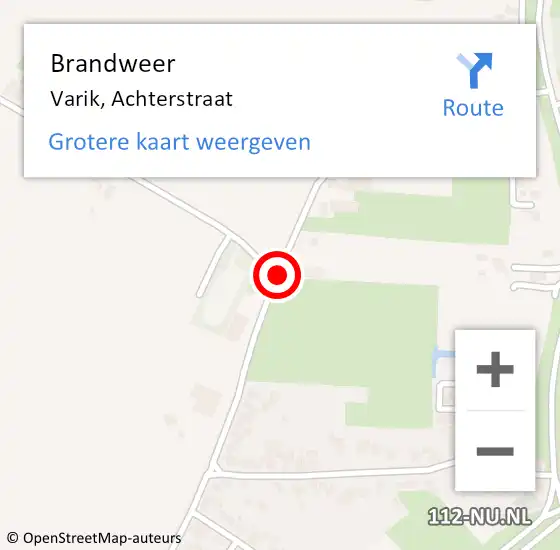 Locatie op kaart van de 112 melding: Brandweer Varik, Achterstraat op 9 juli 2018 22:06