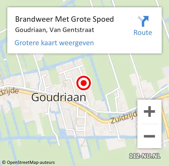 Locatie op kaart van de 112 melding: Brandweer Met Grote Spoed Naar Goudriaan, Van Gentstraat op 9 juli 2018 23:23